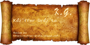 Küffer Gréta névjegykártya